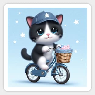 Cute cat on a bike Magnet